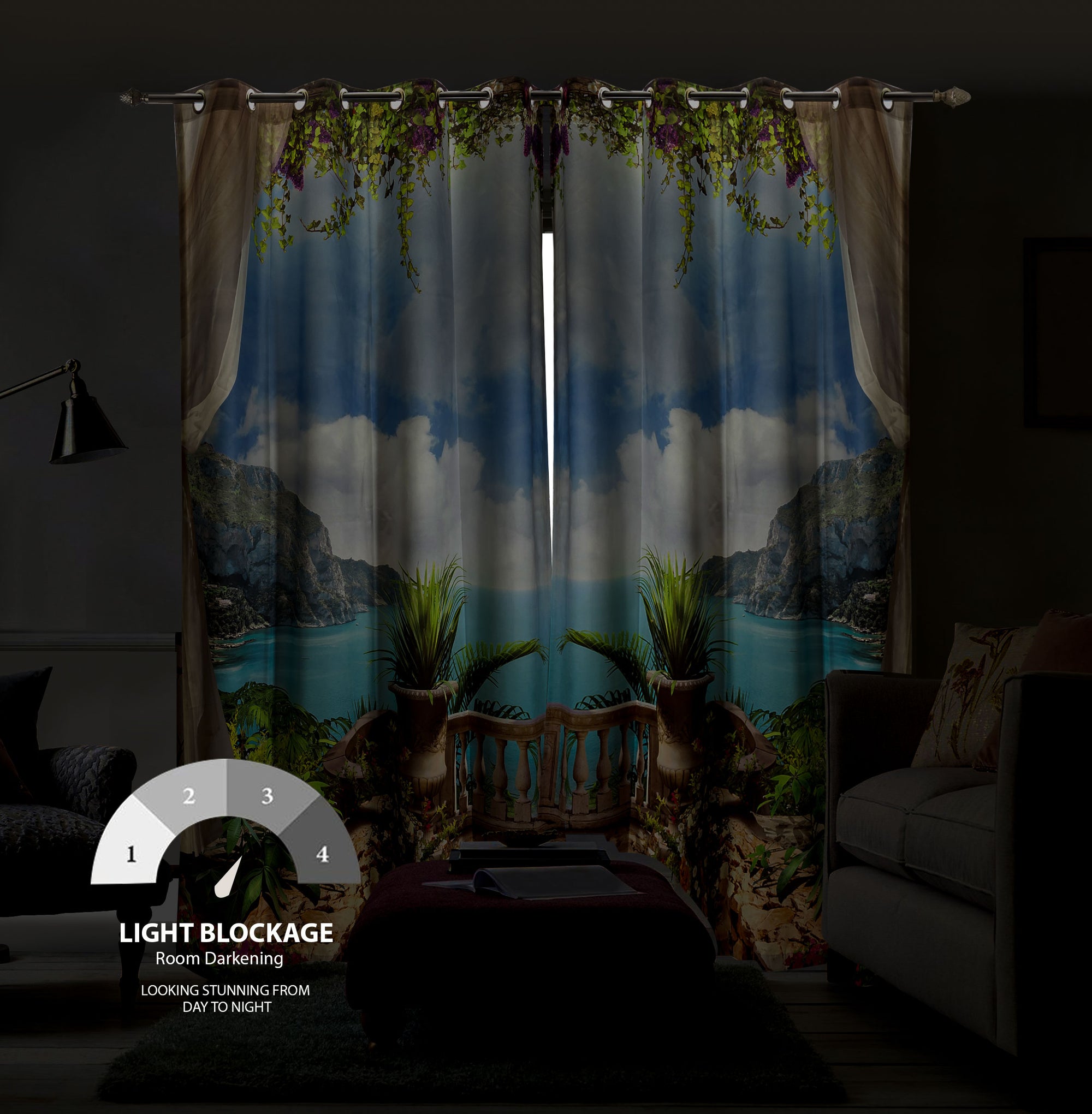 Printed Luxury Design& Styles Ready Made eyelet Velvet Curtain