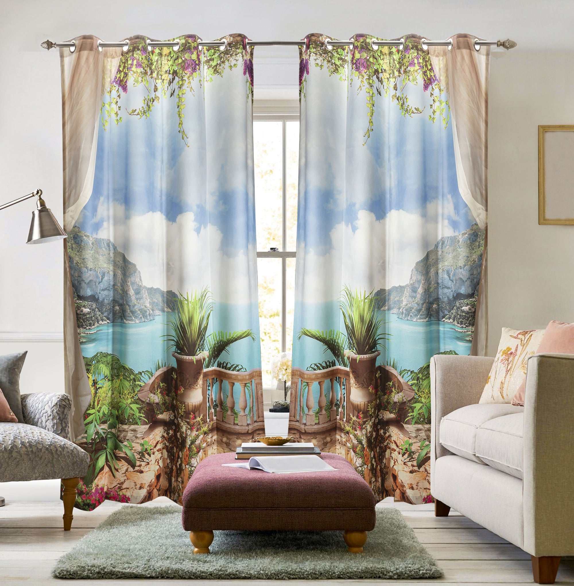 Printed Luxury Design& Styles Ready Made eyelet Velvet Curtain