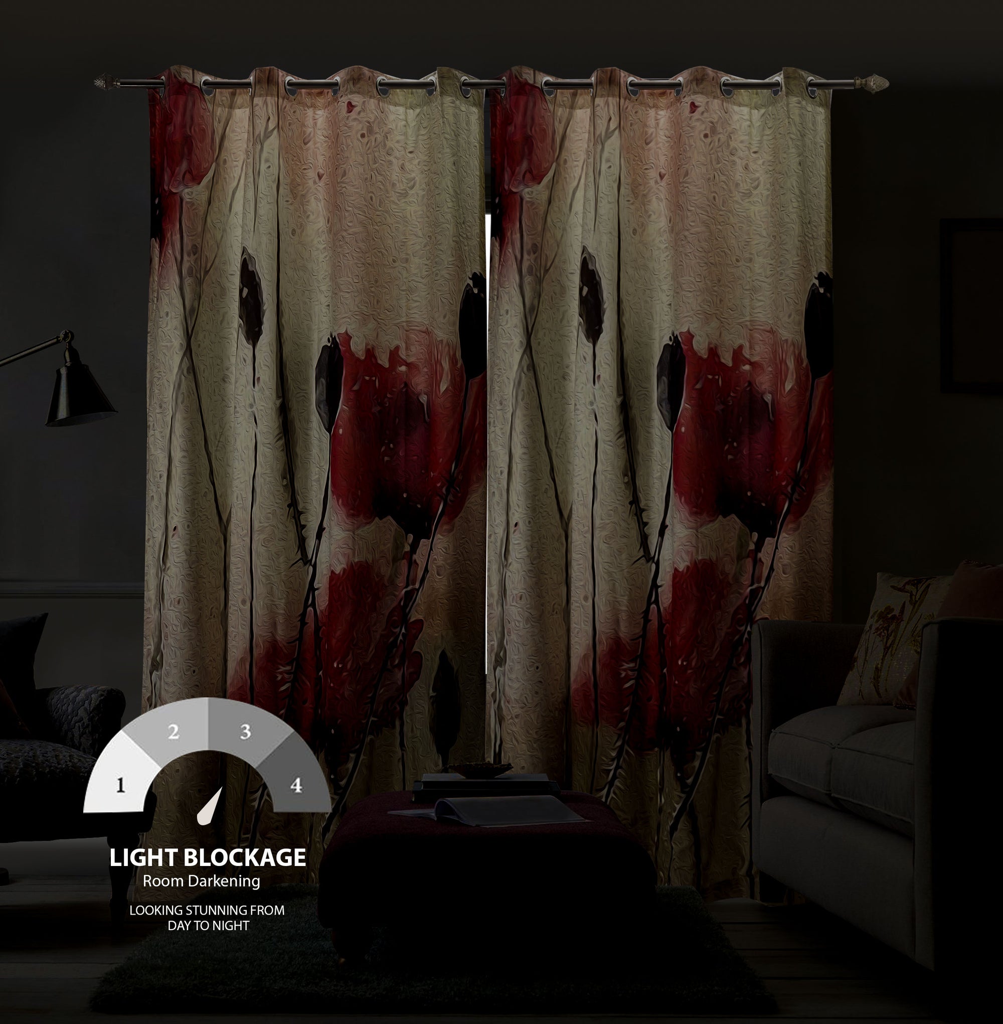 Printed Luxury Design& Styles Ready Made eyelet Velvet Curtain