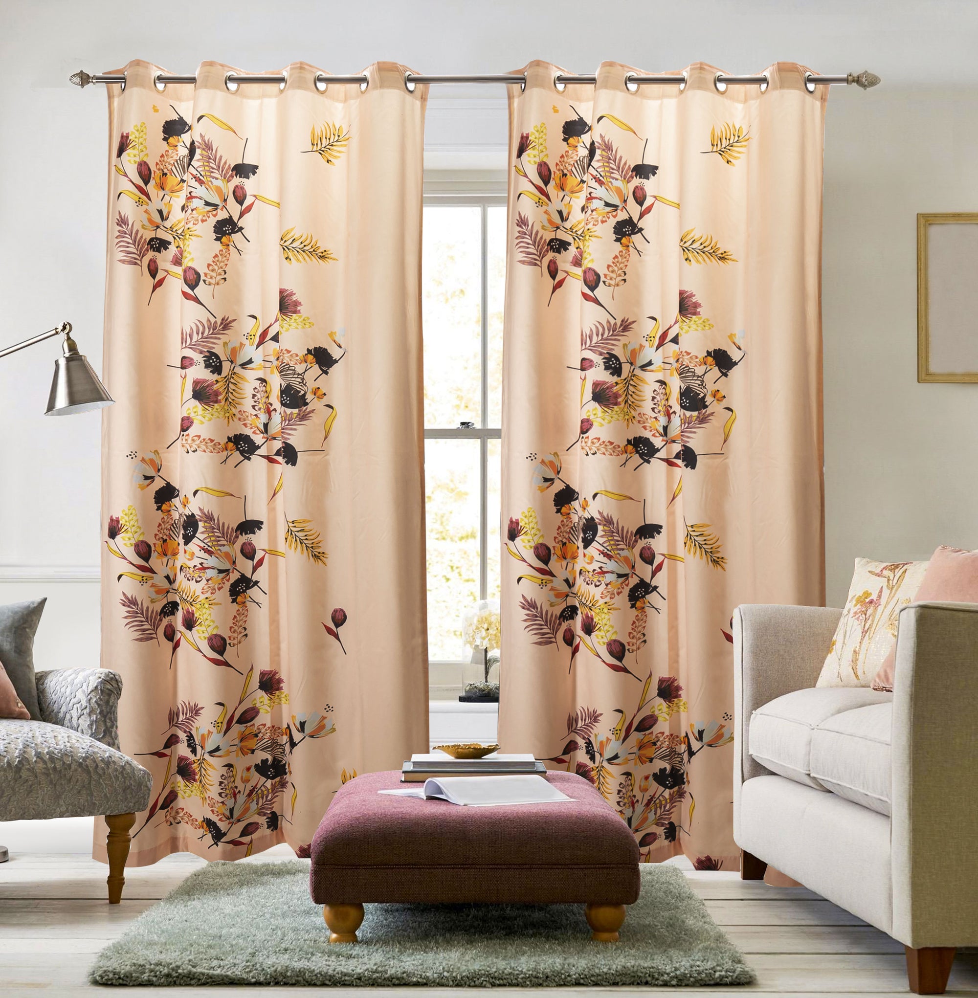 Printed Luxury Design& Styles Ready Made eyelet Velvet Curtain