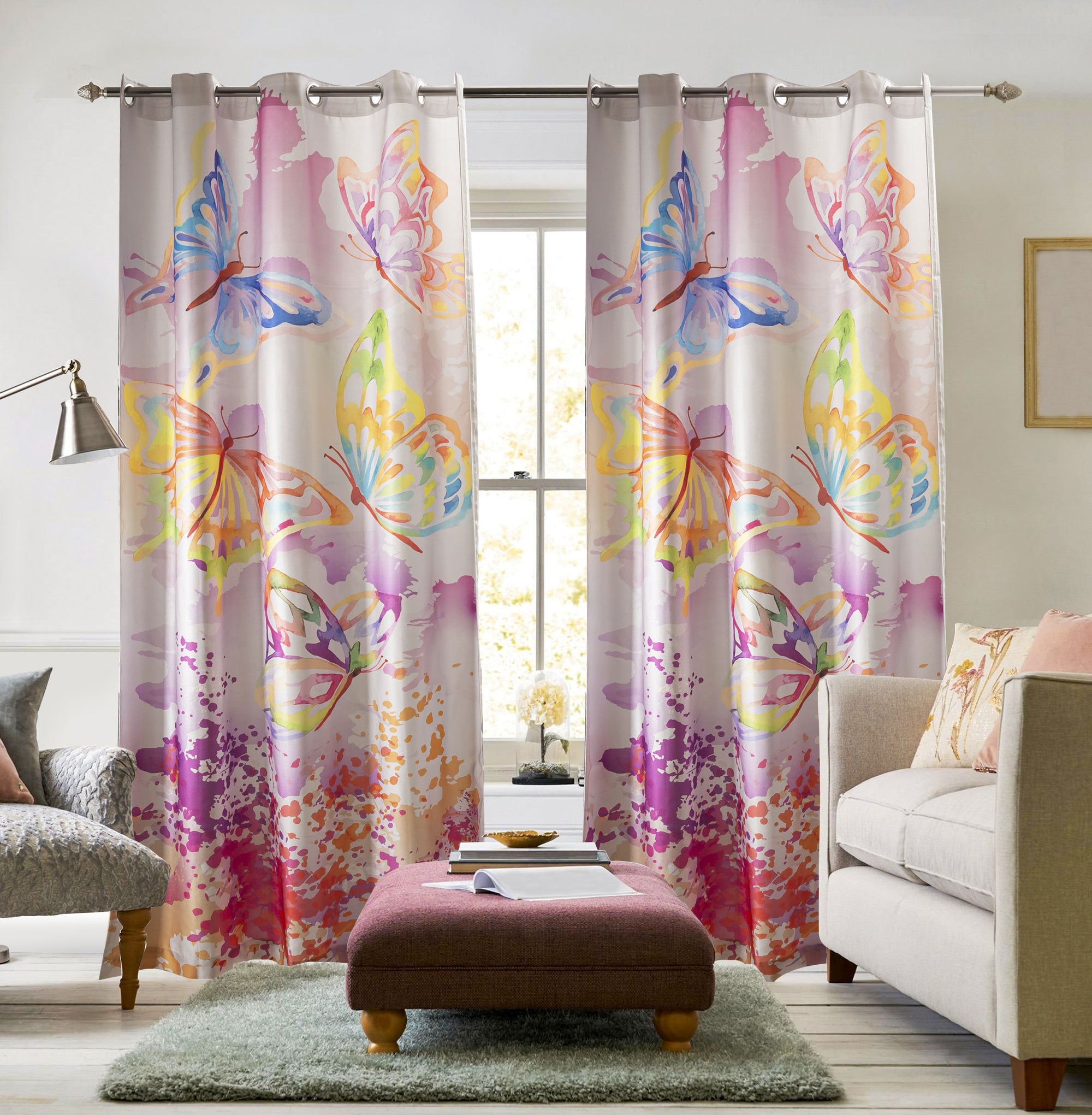 Printed Luxury Design& Styles Ready Made eyelet Velvet Curtain