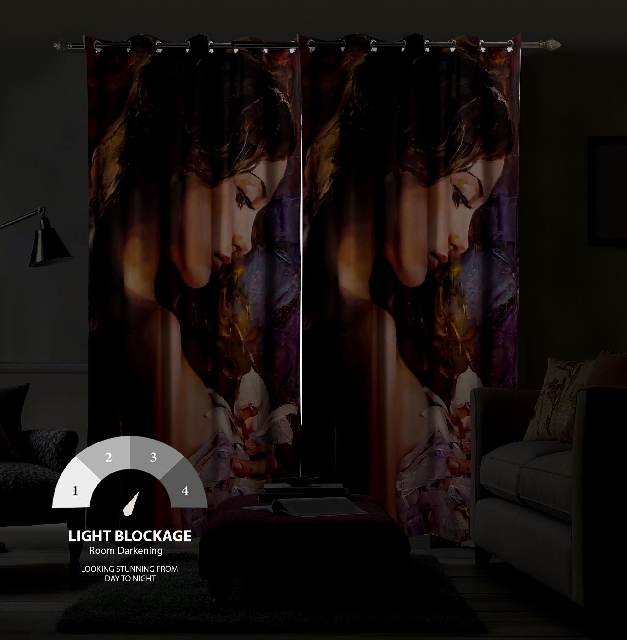 Printed Luxury Design& Styles Ready Made eyelet Velvet Curtain