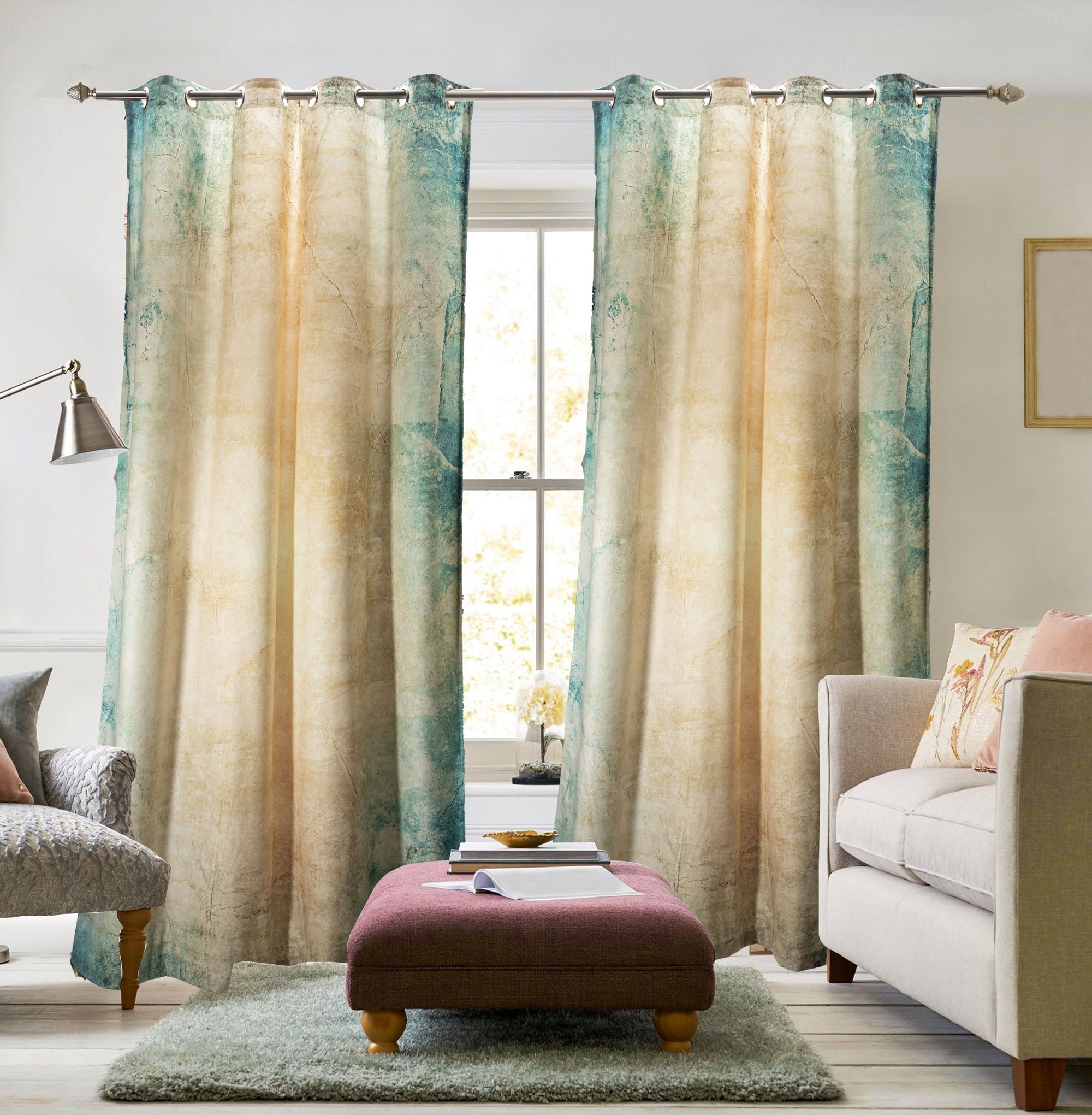 Printed Luxury Design& Curtain styles Ready Madeeyelet Velvet Curtains