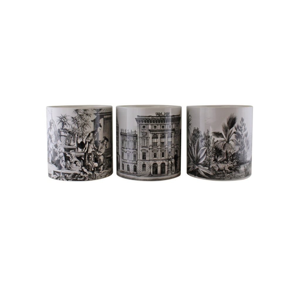 Set of 3 Monochrome Ceramic Large Planters