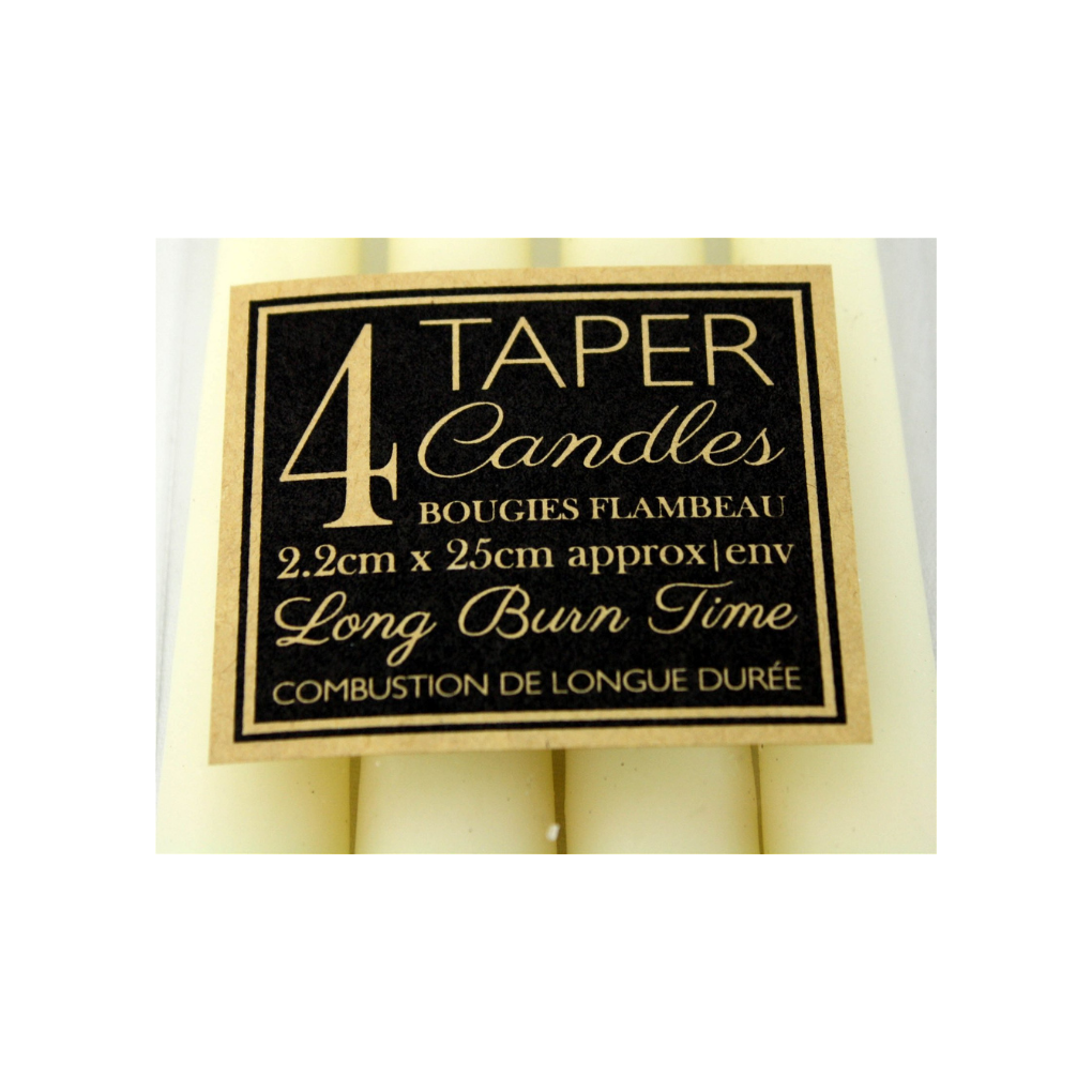 Set Of 4 Ivory Taper Candles